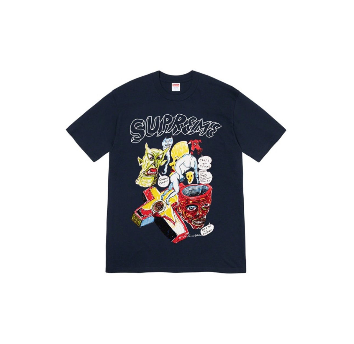 Supreme Daniel Johnston Cartoon Collage Graphic T-Shirt — front
