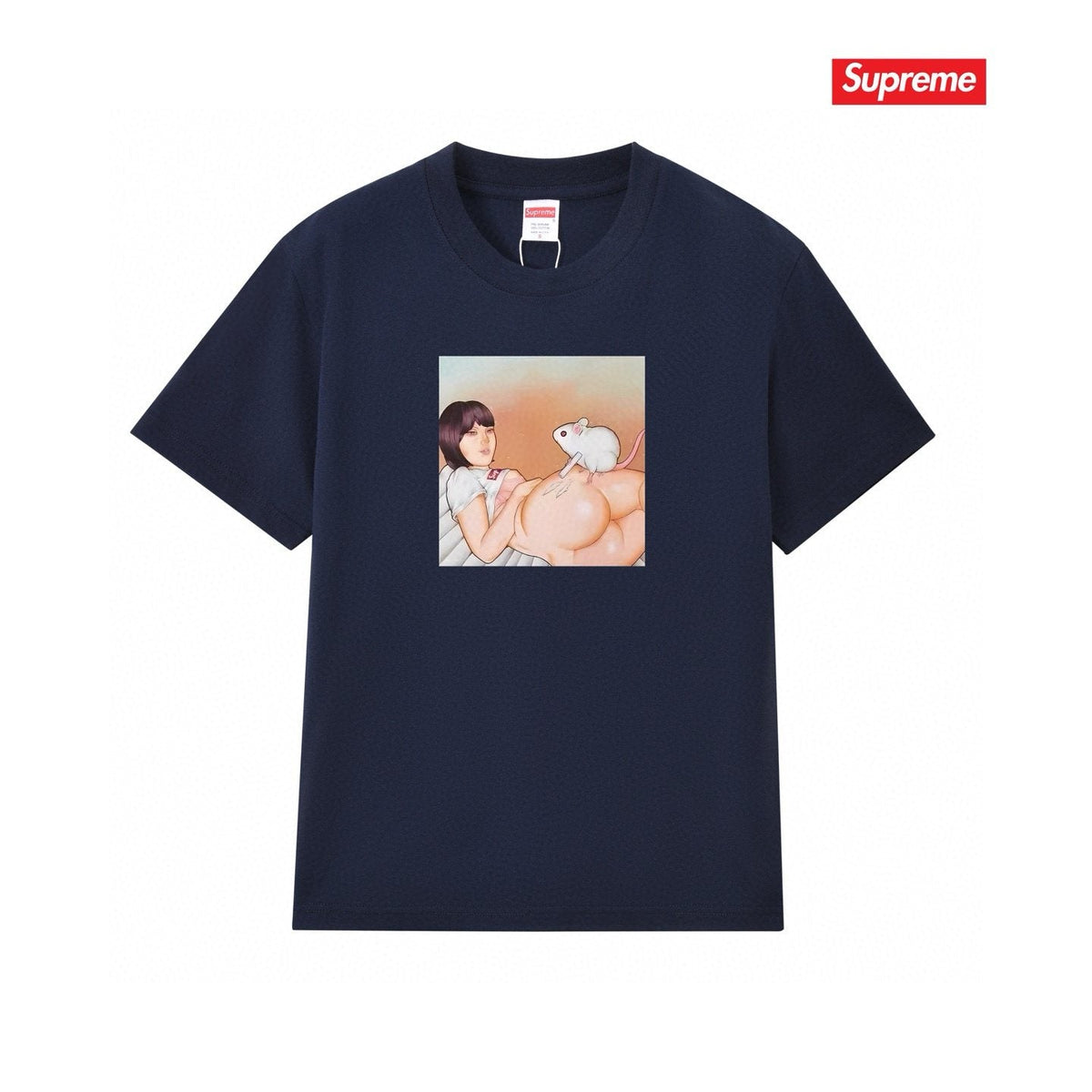 Supreme Anime-Style Graphic Short-Sleeve T-Shirt — front